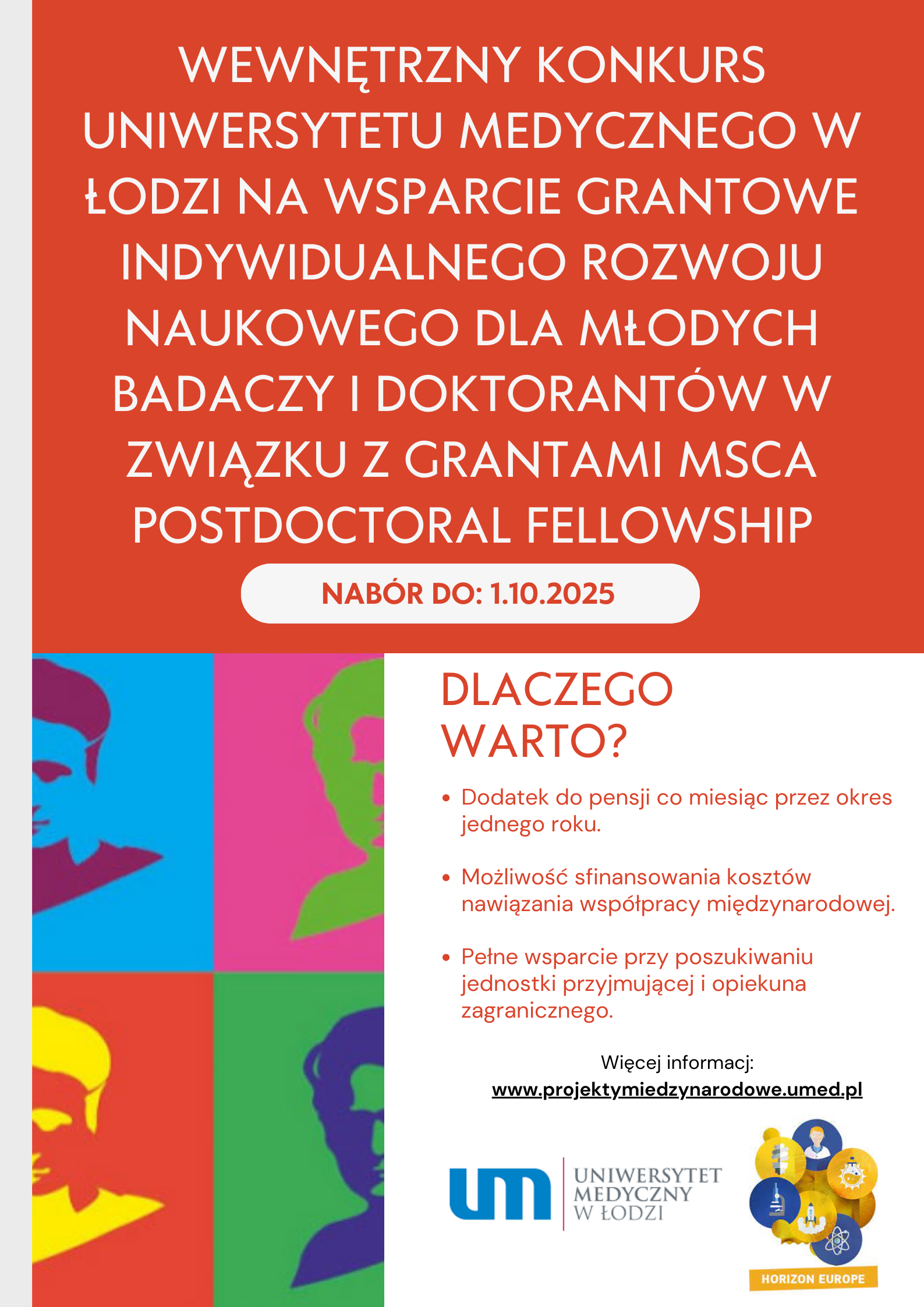 Trzecia edycja: wsparcie udziału w grantach MSCA Postdoctoral Fellowship