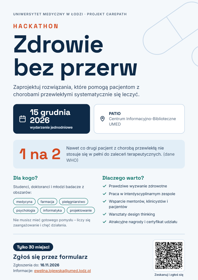 Hackathon „Zdrowie bez przerw” na Uniwersytecie Medycznym w Łodzi – dołącz do nas 15 grudnia!