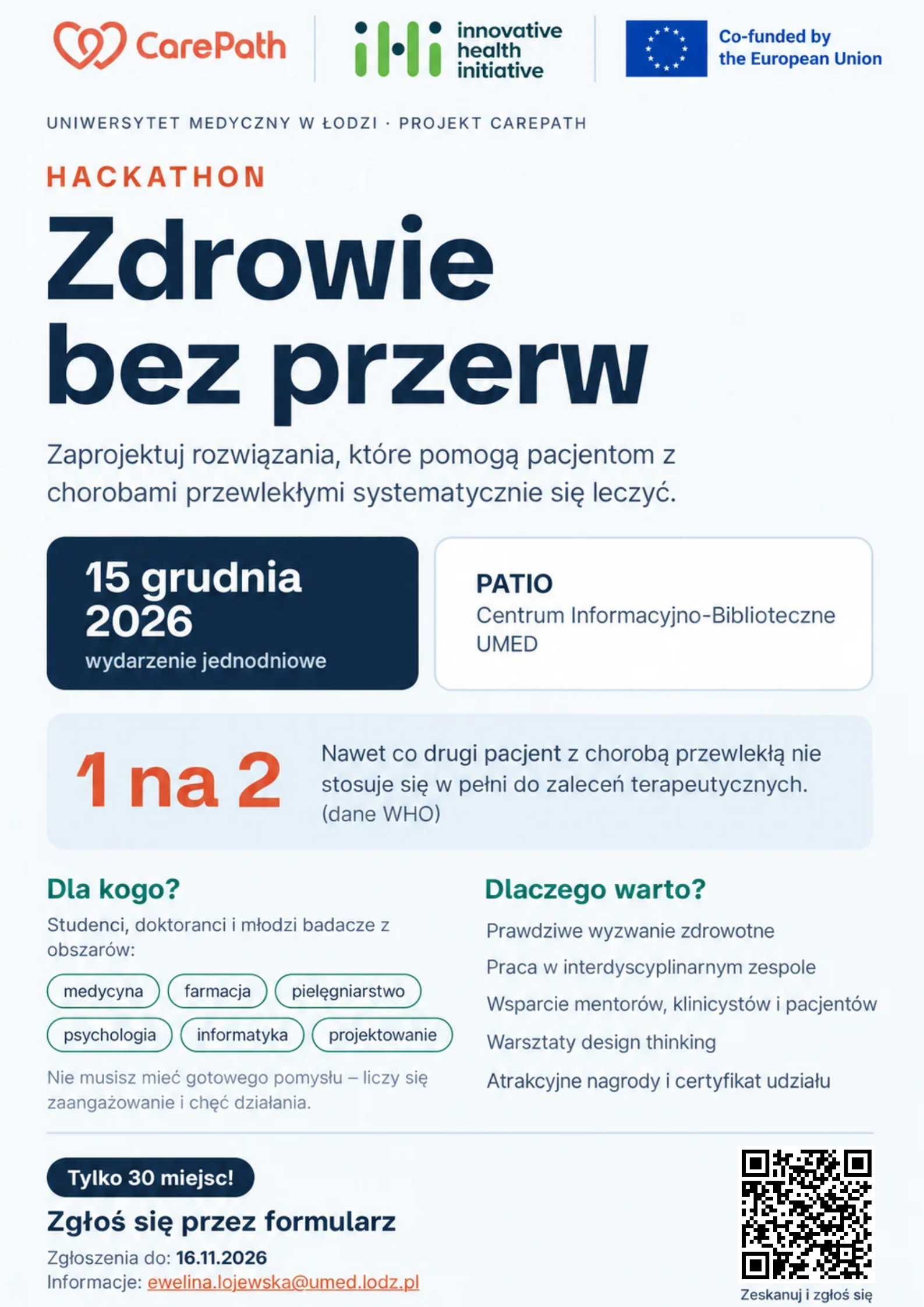 Hackathon „Zdrowie bez przerw” – zgłoś się do 16 listopada!